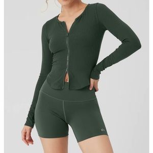 Alo Yoga Ribbed Stardust Jacket - Cactus Green S